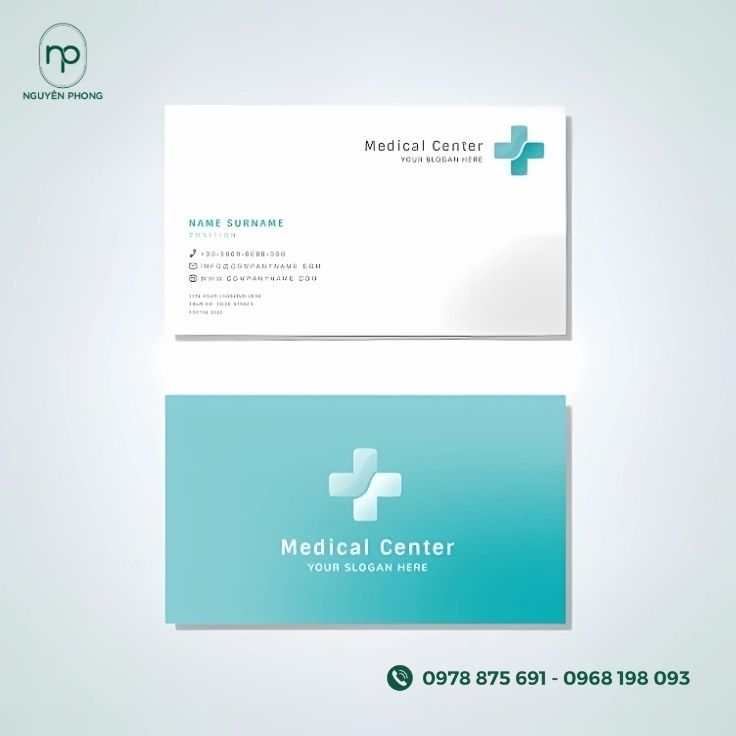 Logo phòng khám in trên card visit